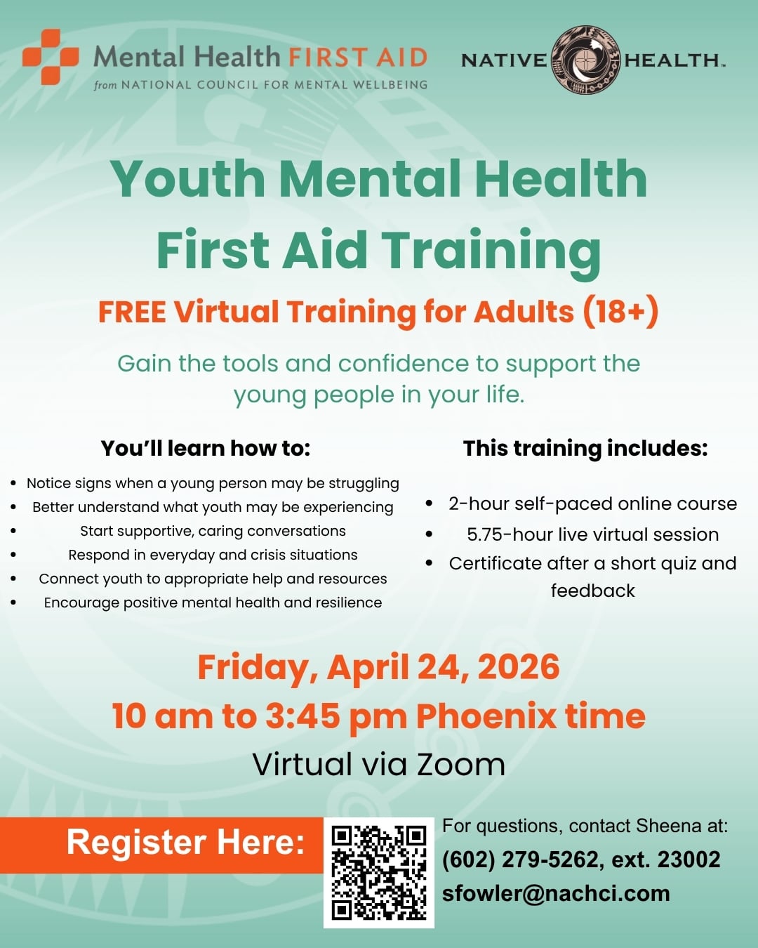Youth Mental Health First Aid Training (MHAT) 04-24-26 - Native Health ...